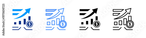 Profit Multiple Style Icon Set Vector 