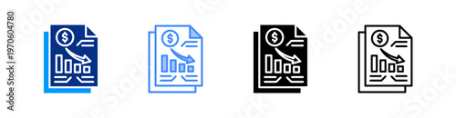 Depreciation Multiple Style Icon Set Vector 