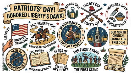 Patriots' Day Honored Liberty's Dawn Illustration