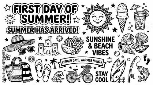 Summer Doodles: First Day of Summer, Beach Vibes, Sunshine