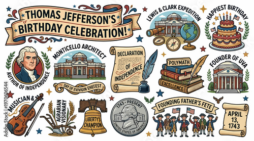 Thomas Jefferson Birthday Celebration - Founding Father Collage