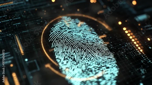 Digital fingerprint on a high-tech background display