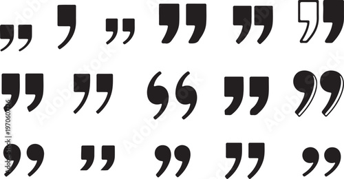 Set of quote mark, quotes icon, sign, symbol, emblem. Ditto marks icon set. Quotation marks. Dialogue discussion symbol for UI UX, website, mobile