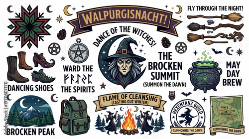 Witchcraft Elements: Walpurgis Night, Brocken Summit, May Day