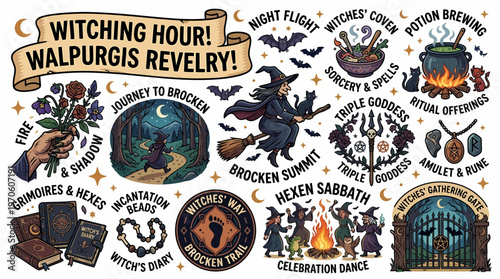 Witching Hour Walpurgis Revelry Pixel Art Elements