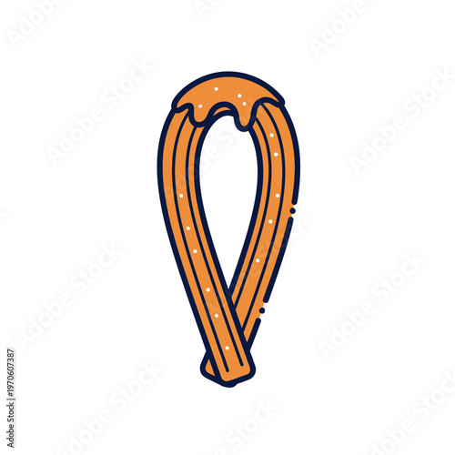 Colorful vector churro icon with caramel glaze