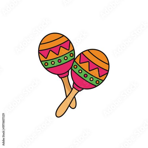 Vibrant Colorful Mexican Maracas Illustration