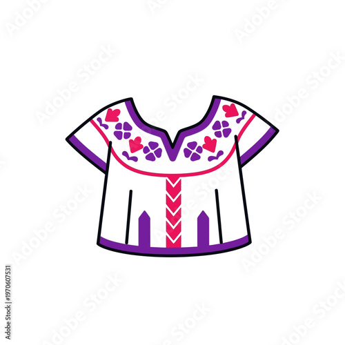 Traditional Mexican Huipil Blouse Illustration