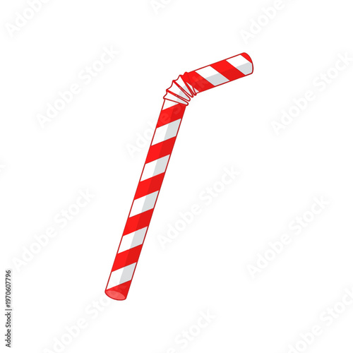 Red and white striped flexible drinking straw icon