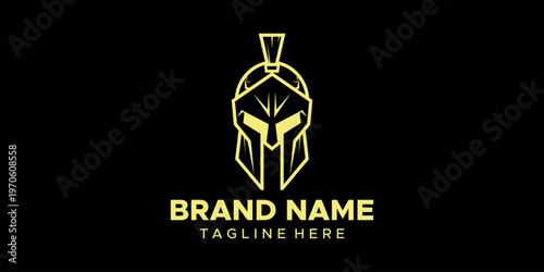 Spartan helmet logo design template.