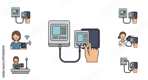 Digital Blood Pressure Monitor Illustration - Accurate Health Monitoring at Home.