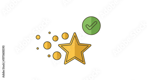 Yellow Star Icon with Checkmark Symbol.