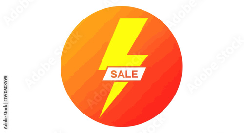 Yellow Lightning Bolt Sale Sign Icon.