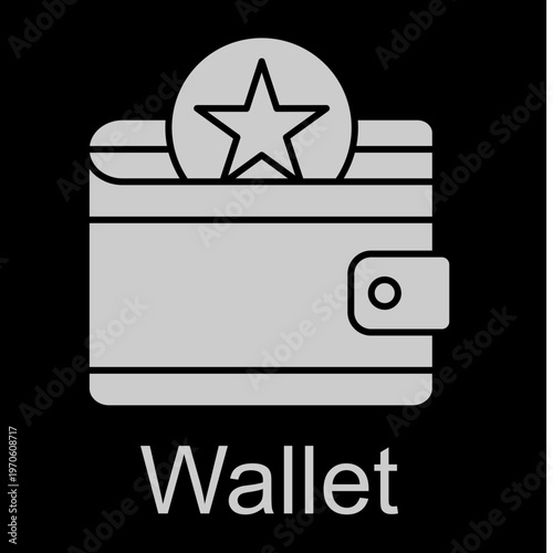 Wallet  White Vector Icon On Black Background 