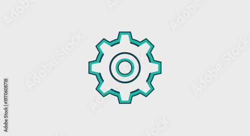 Teal Gear Icon with Central Circle.