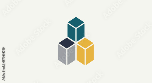 Three Colored Cubes in Pyramid Formation.