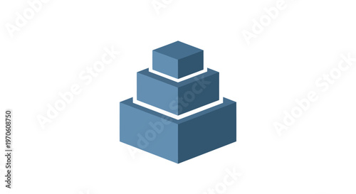 Three Dimensional Blue Cubes Stacked Together.