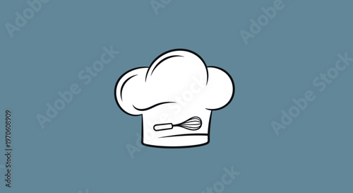White Chef Hat Icon Simple Design.