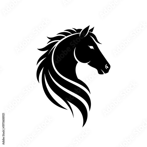 Black silhouette of a horse head.