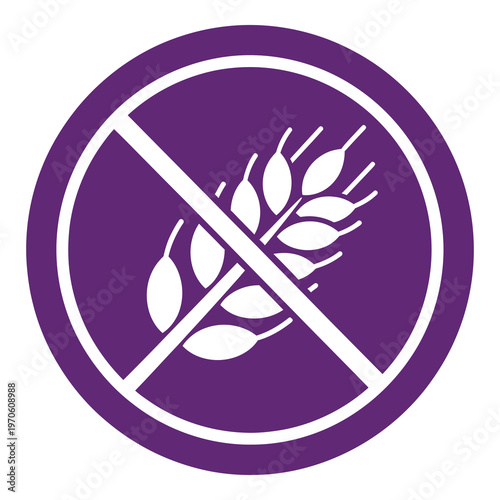 No gluten symbol with wheat icon in circle  gluten free warning sign icon