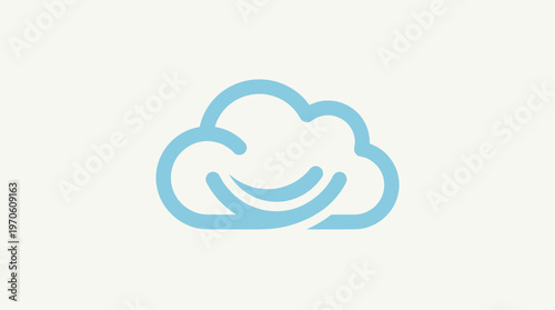 Minimalist Cloud Symbol with Smiling Face