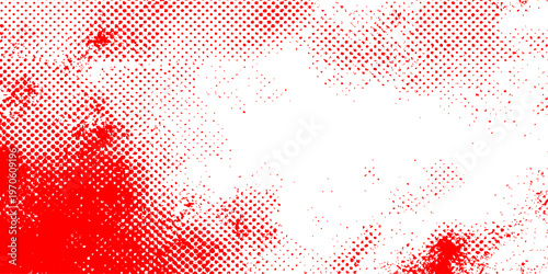 Abstract red grunge background with a seamless halftone dot pattern and heart shapes for a romantic Valentine vector illustration design