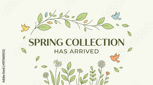 Spring Collection Announcement with Floral Elements