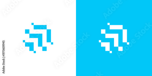 Dual meaning logo combining arrow and digital technology elements, symbolizing progress, innovation, forward movement, digital transformation, and future-focused technology solutions.