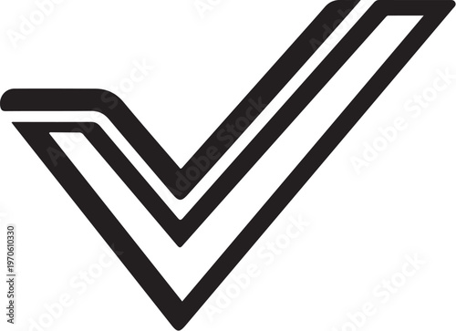 Black Checkmark Icon on White Background Symbolizing Confirmation and Approval