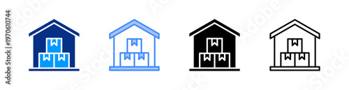 Warehouse Multiple Style Icon Set Vector 