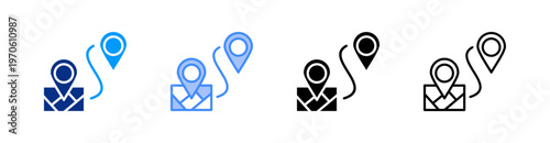 Route Multiple Style Icon Set Vector 