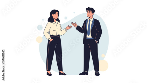 Business professionals collaborating, discussing ideas, modern flat illustration