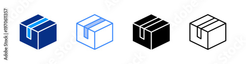 Box Multiple Style Icon Set Vector 