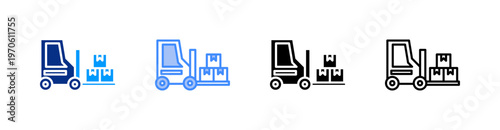 Forklift Multiple Style Icon Set Vector 