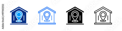 Local Multiple Style Icon Set Vector 