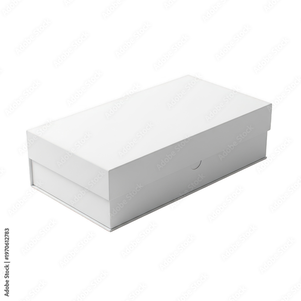 Fototapeta premium A white rectangular gift box with a matte finish and a lid.