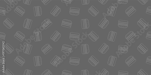 hand drawn burger pattern background. doodle fast food burger seamless pattern background. fried chicken burger pattern. Seamless Pattern of hamburger pattern.