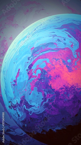 Mystical Cosmic World: A mesmerizing view of a distant planet, swirls of vivid colors in the expansive cosmos. A journey through the enchanting and surreal landscape.