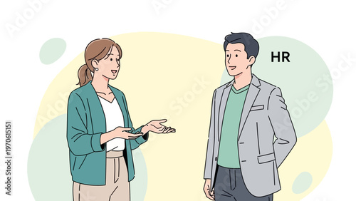 HR professional talking to a candidate during a job interview, professional meeting