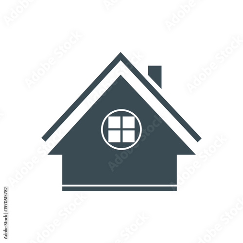 House home icon silhouette window simple geometric residential symbol with chimney minimalist flat design