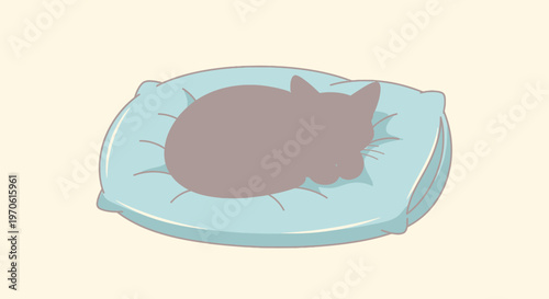 Cozy Cat Sleeping on Pillow