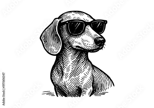 Dachshund dog hand drawn simple sketch vector illustration