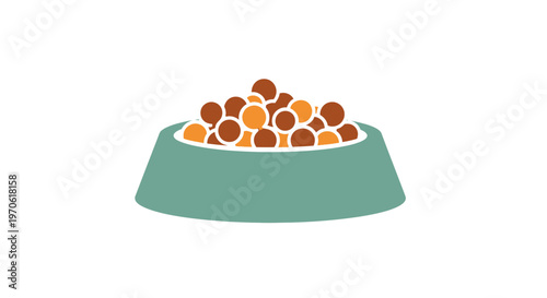 Dog food in green bowl.