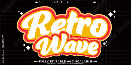 Retro sticker text effect, editable 70s and 80s text style
