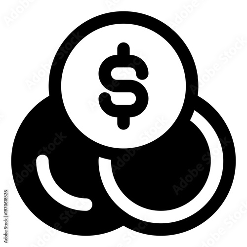 Currency icon for money, finance and exchange