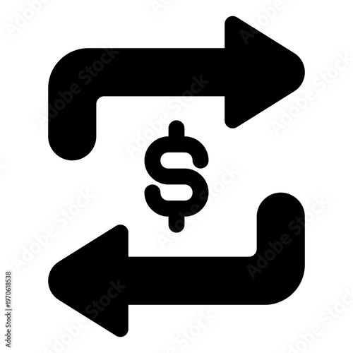 Exchange icon for currency, finance and transaction