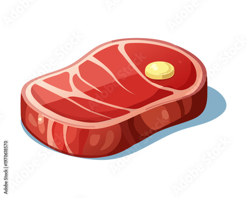 Premium beef cutlet slice with butter on top for culinary recipes and gourmet cooking projects - Vector Illustration