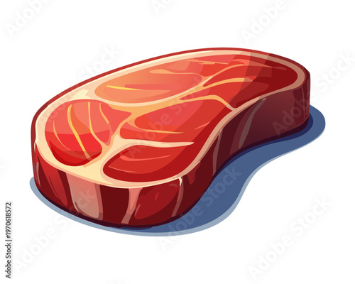 Raw beef steak meat slice with marbled texture for cooking and protein nutrition concept - Vector Illustration