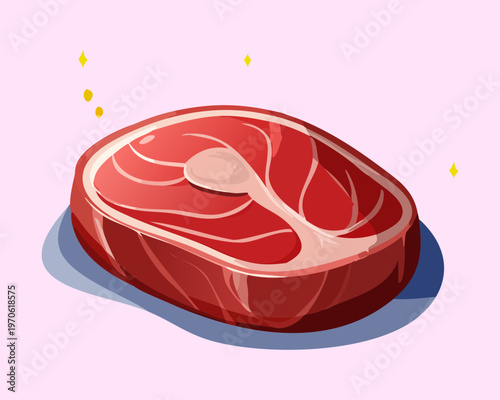 Juicy grilled steak meat portion for restaurant branding and healthy protein diet promotional materials - Vector Illustration