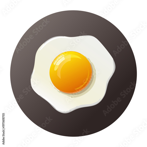 Fried egg with bright yellow yolk for restaurant menu and classic breakfast dish illustration - Vector Illustration